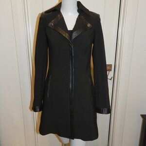 White House Black Market Leather Trim Black Moto Jacket Size XXS